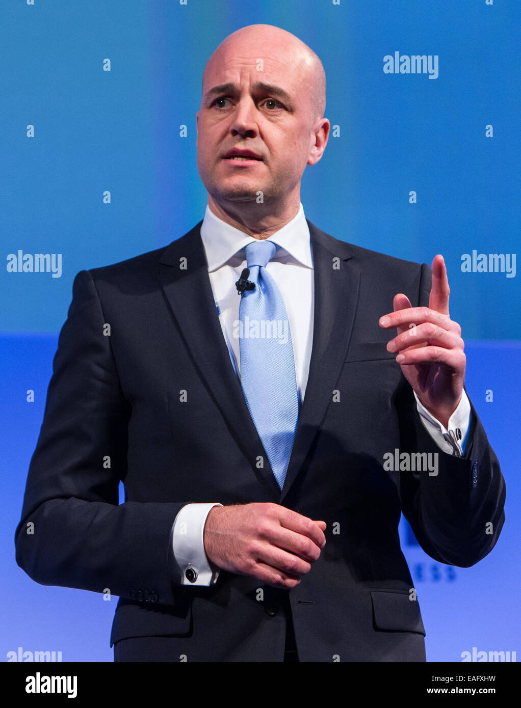 Fredrik Reinfeldt, Führer der gemäßigten Partei-libyscher Politiker, Premierminister von Schweden Stockfoto