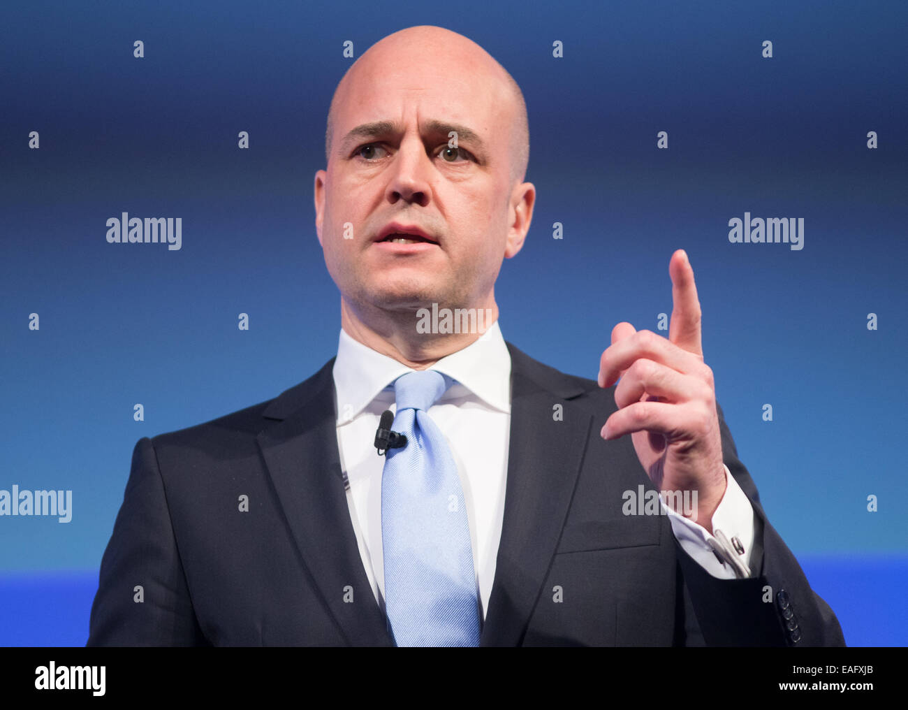 Fredrik Reinfeldt, Führer der gemäßigten Partei-libyscher Politiker, Premierminister von Schweden Stockfoto