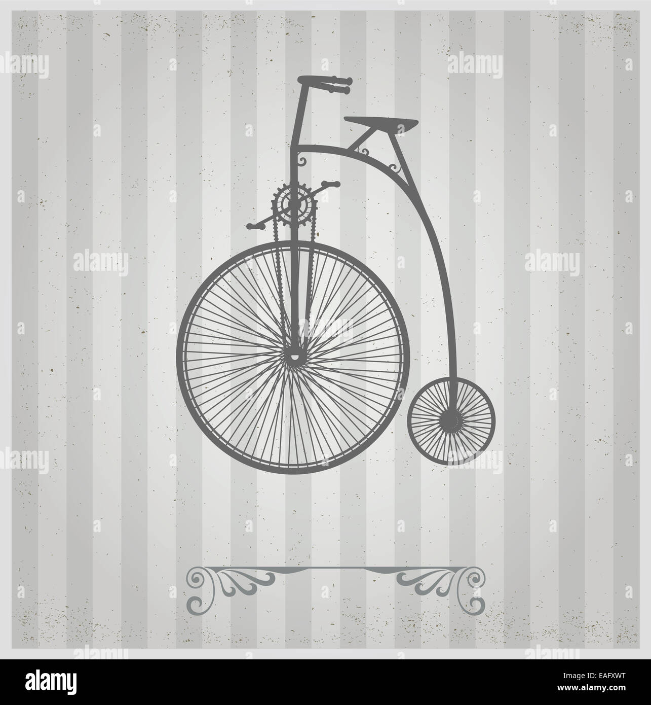 Altes Fahrrad auf einem grauen Hintergrund Stockfoto