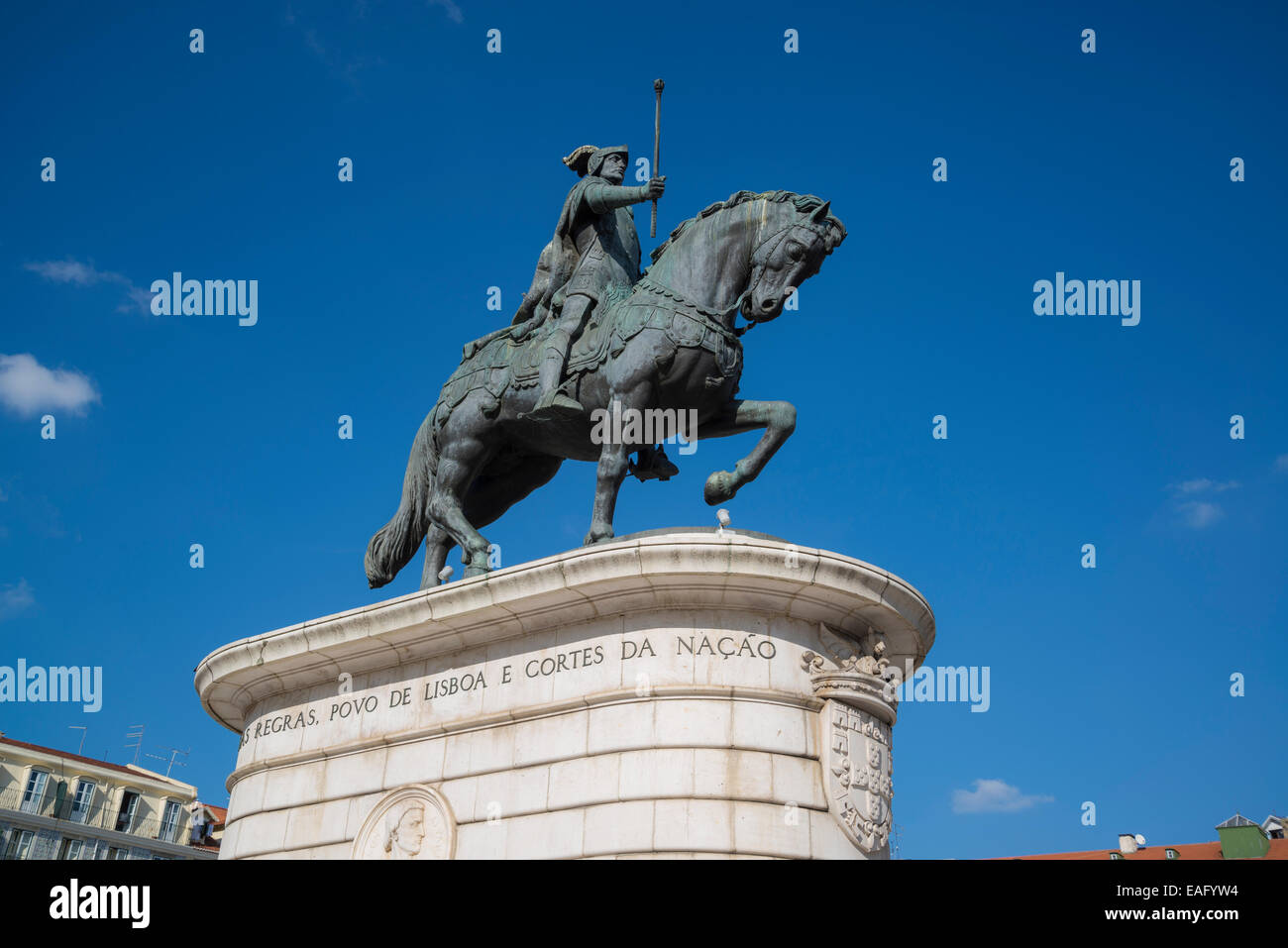 Reiterstatue von König Johann i. in der Praca da Figueira, Lissabon, Portugal Stockfoto
