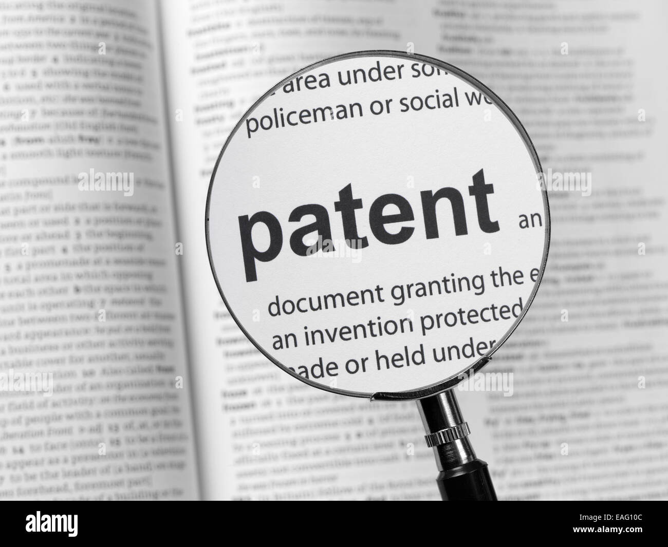 Wörterbuch, Hervorhebung Patent Stockfoto