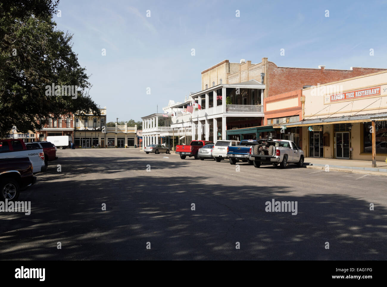 Historic District in der Innenstadt von Goliad, TX. Stockfoto