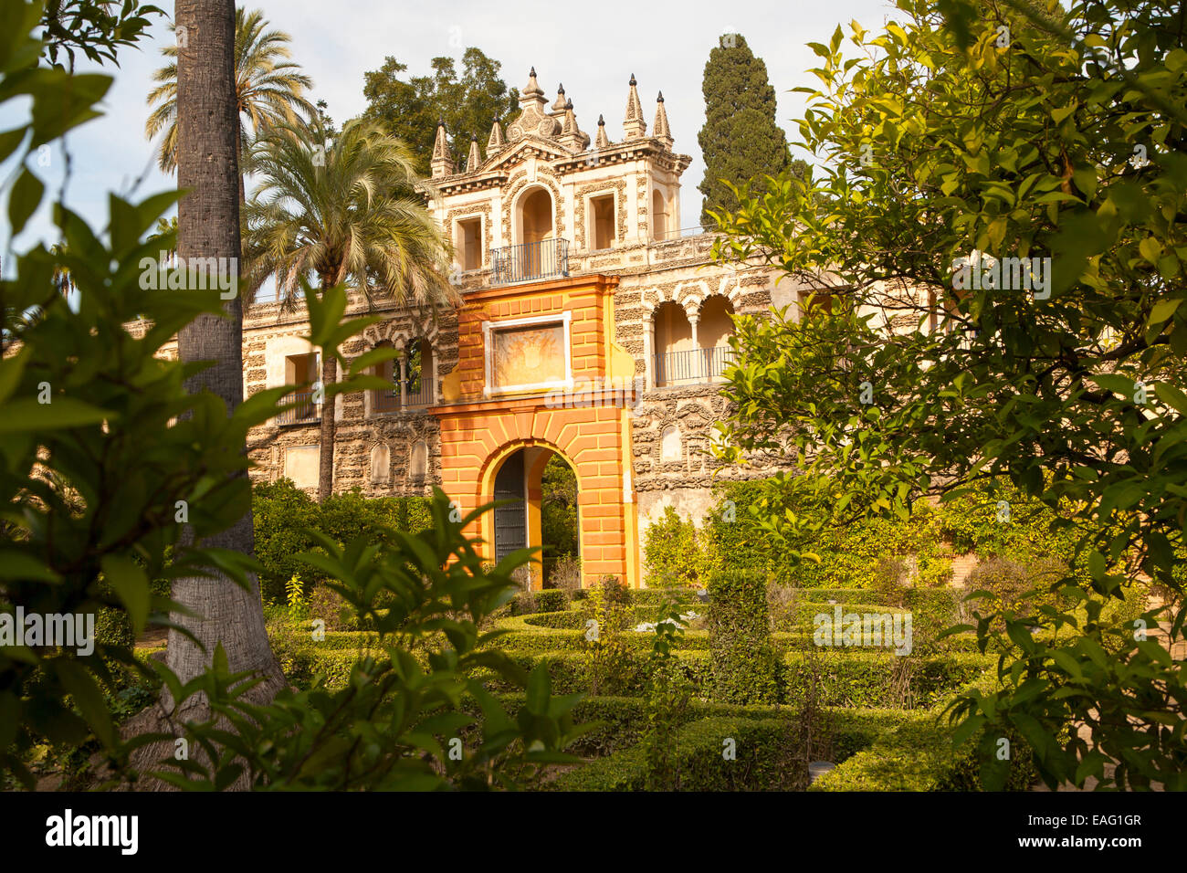 Gärten der Paläste Alcazar, Sevilla, Spanien Stockfoto