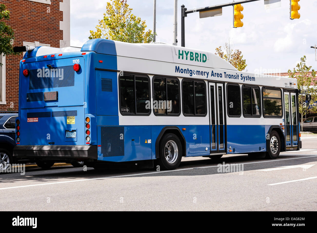 Montgomery Area Transit System Hybrid-Stadtbus Stockfoto
