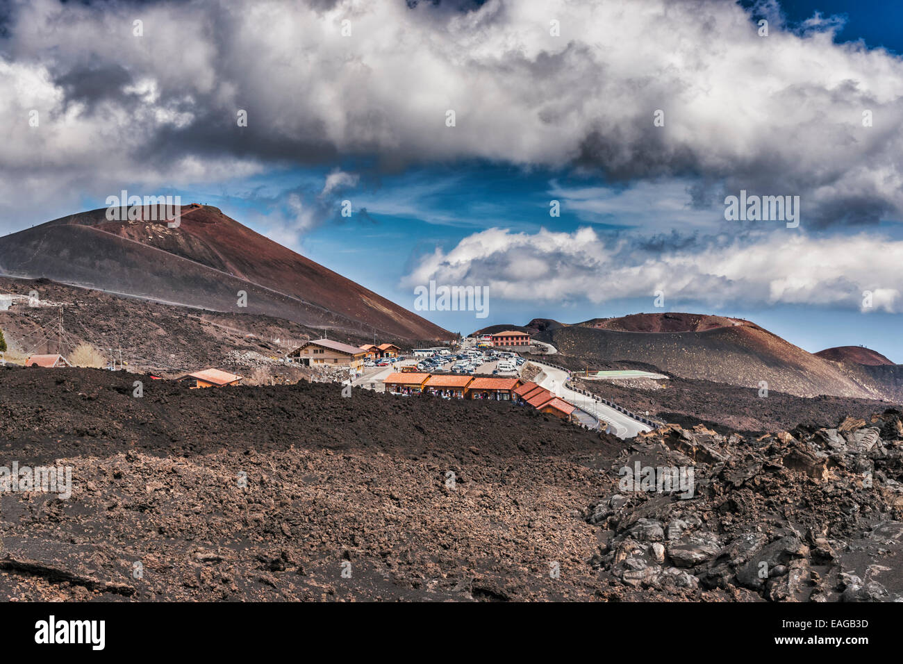 Monte Silvestri Inferiore und Monte Silvestri Superiore auf der Südseite des Ätna, Sizilien, Italien, Europa Stockfoto