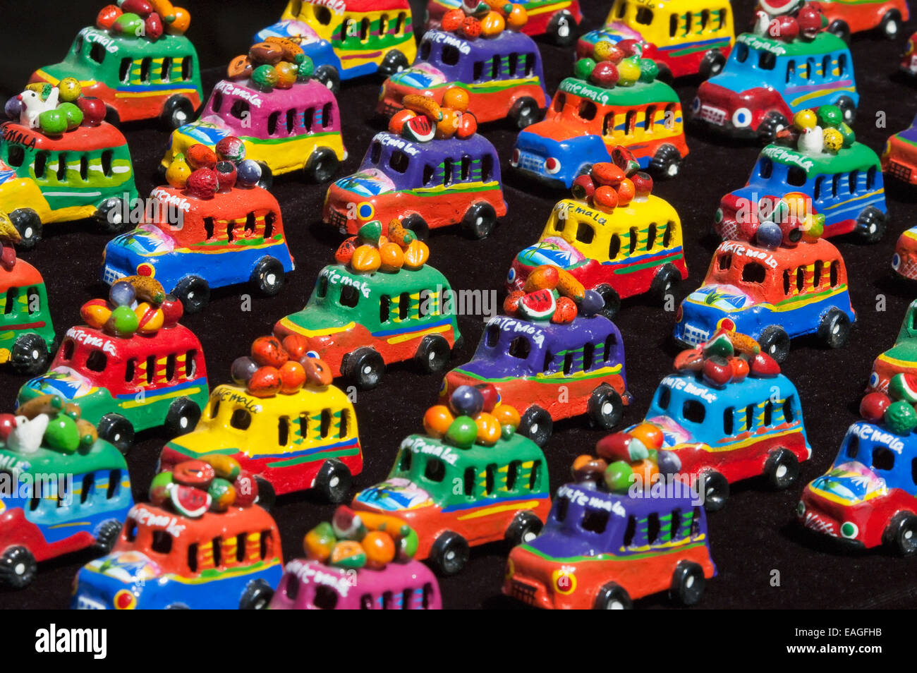 Spielzeug Busse, Chichicastenango, El Quich Stockfoto