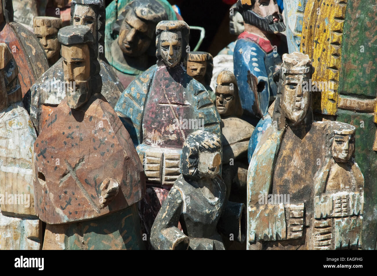 Hölzerne Statuetten, Chichicastenango, El Quich Stockfoto