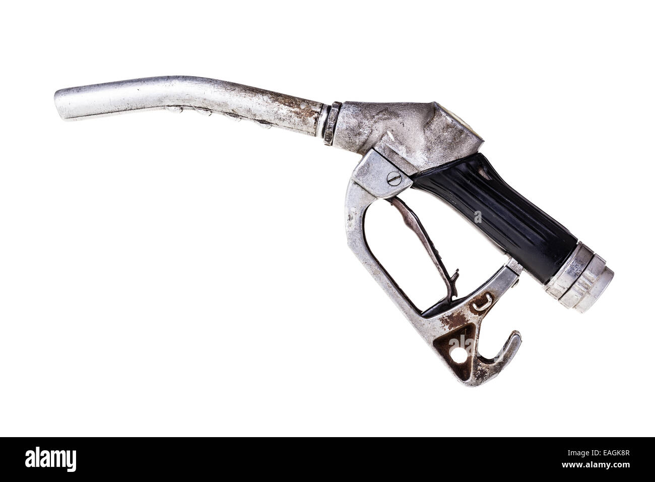 eine alte und rostige Zapfpistole, isoliert auf weiß Stockfoto