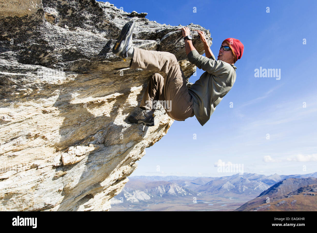 Gefahr, Klippe, Felsen, Kletterer, Extremsport, Rock Stockfoto