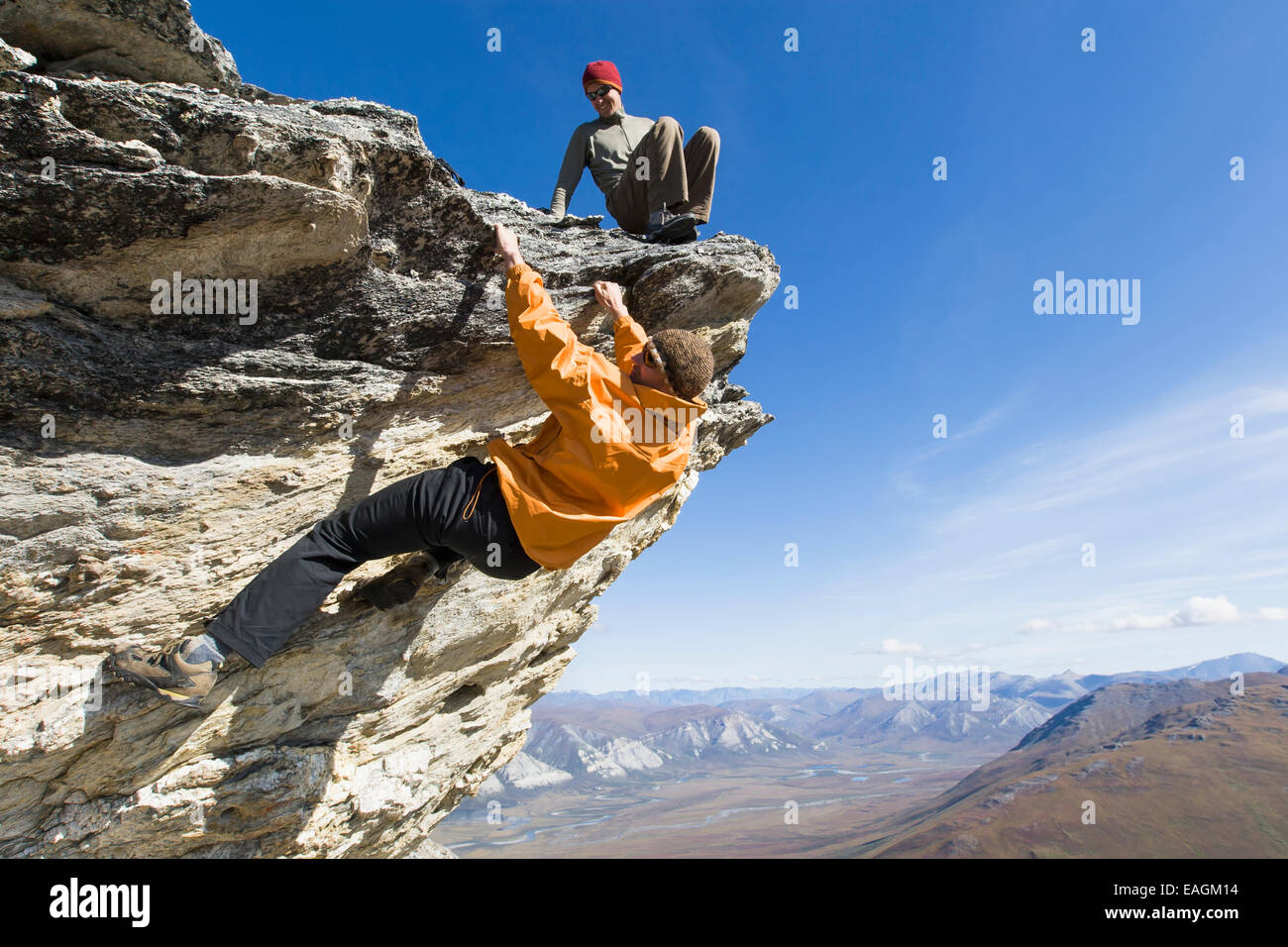 Gefahr, Klippe, Felsen, Kletterer, Extremsport, Rock Stockfoto