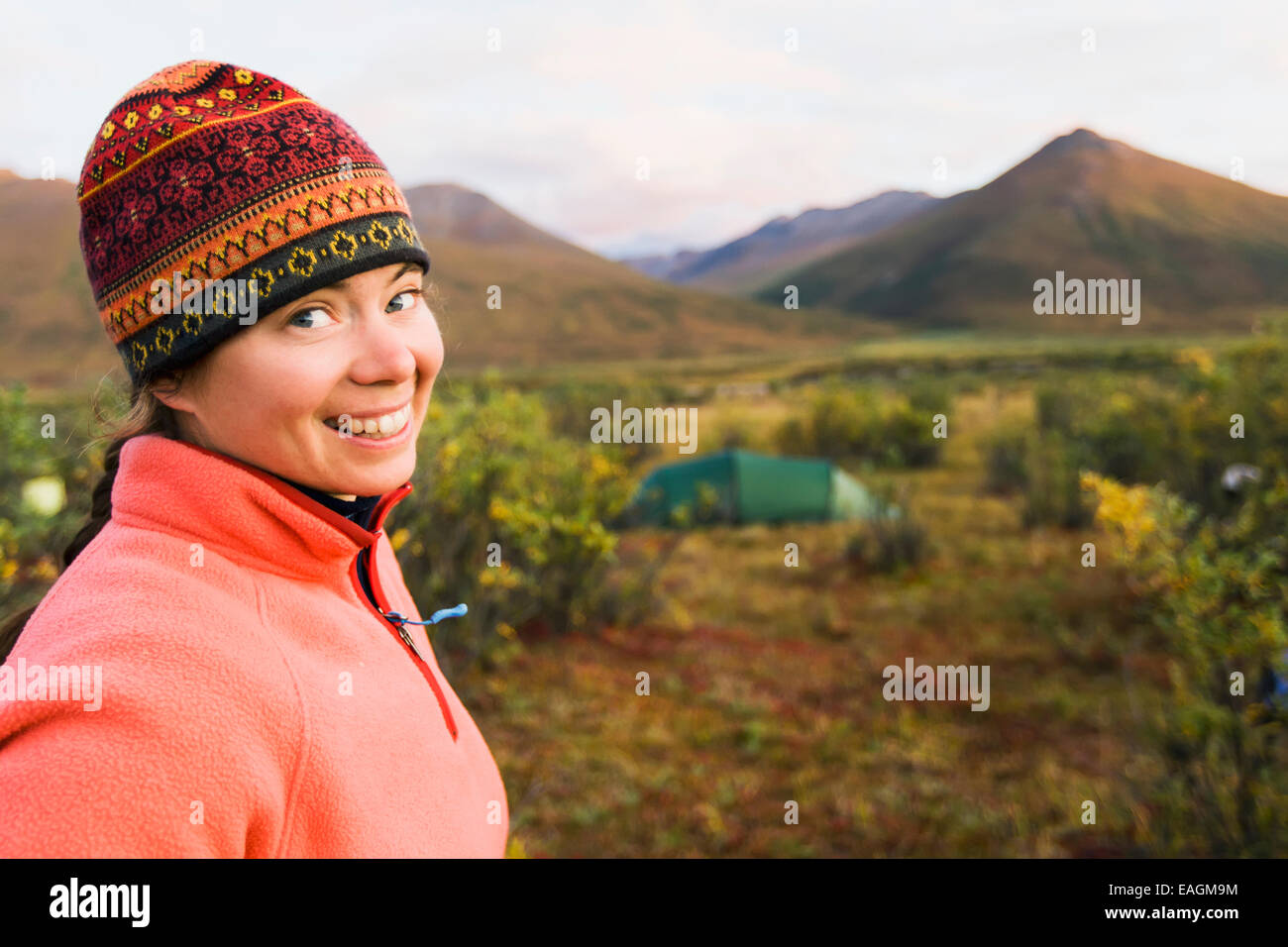 Glück, Wohnmobil, Camping, Toque, Tundra Stockfoto