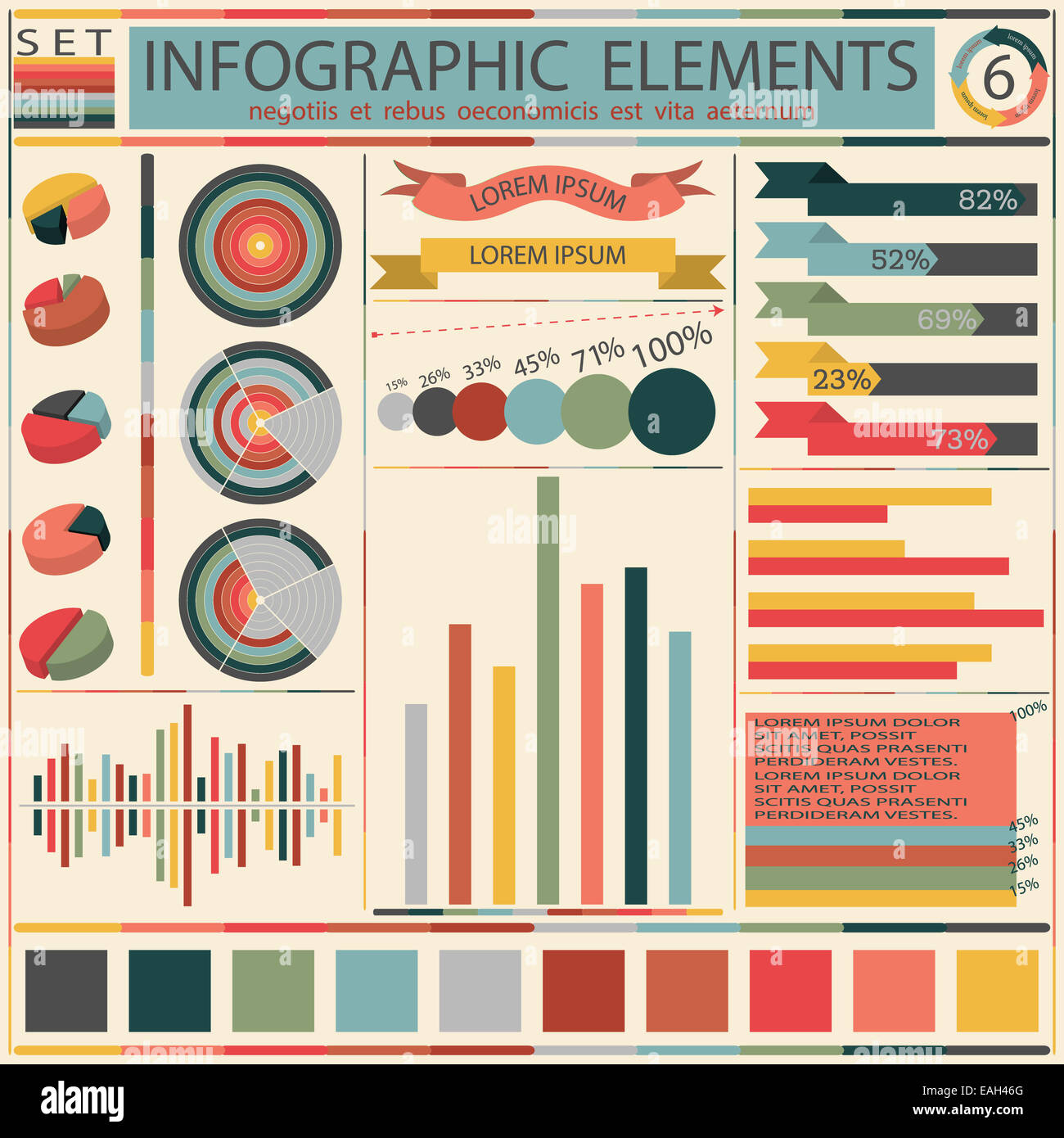 Setzen Sie Elemente der Retro-Infografiken. Vektor Stockfoto