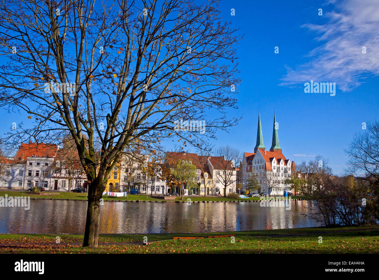 Skyline von der mittelalterlichen Stadt von Lübeck, Deutschland Stockfoto