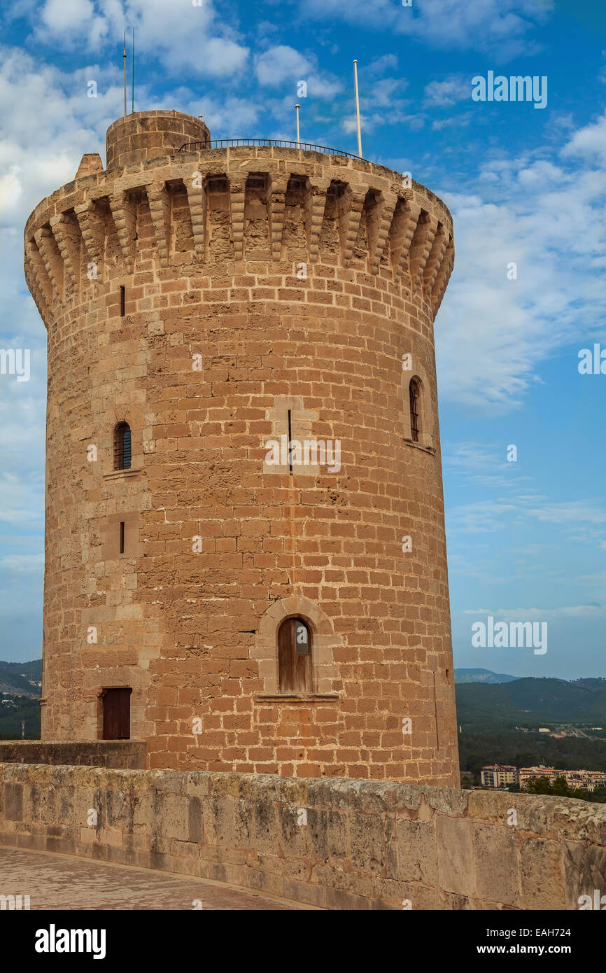 Das Schloss Bellver ist eine gotische Burg nahe der Stadt von Palma auf der Insel Mallorca, Spanien Stockfoto