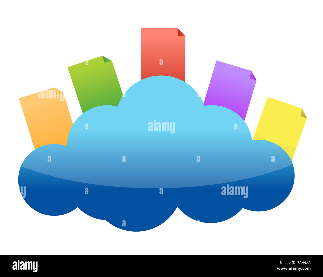 Cloud-computing-Konzept mit Dokumenten Stockfoto