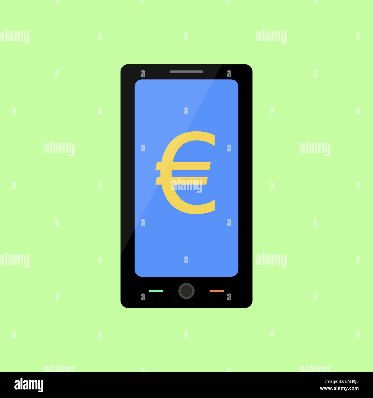 Flache Smartphone mit euro Stockfoto