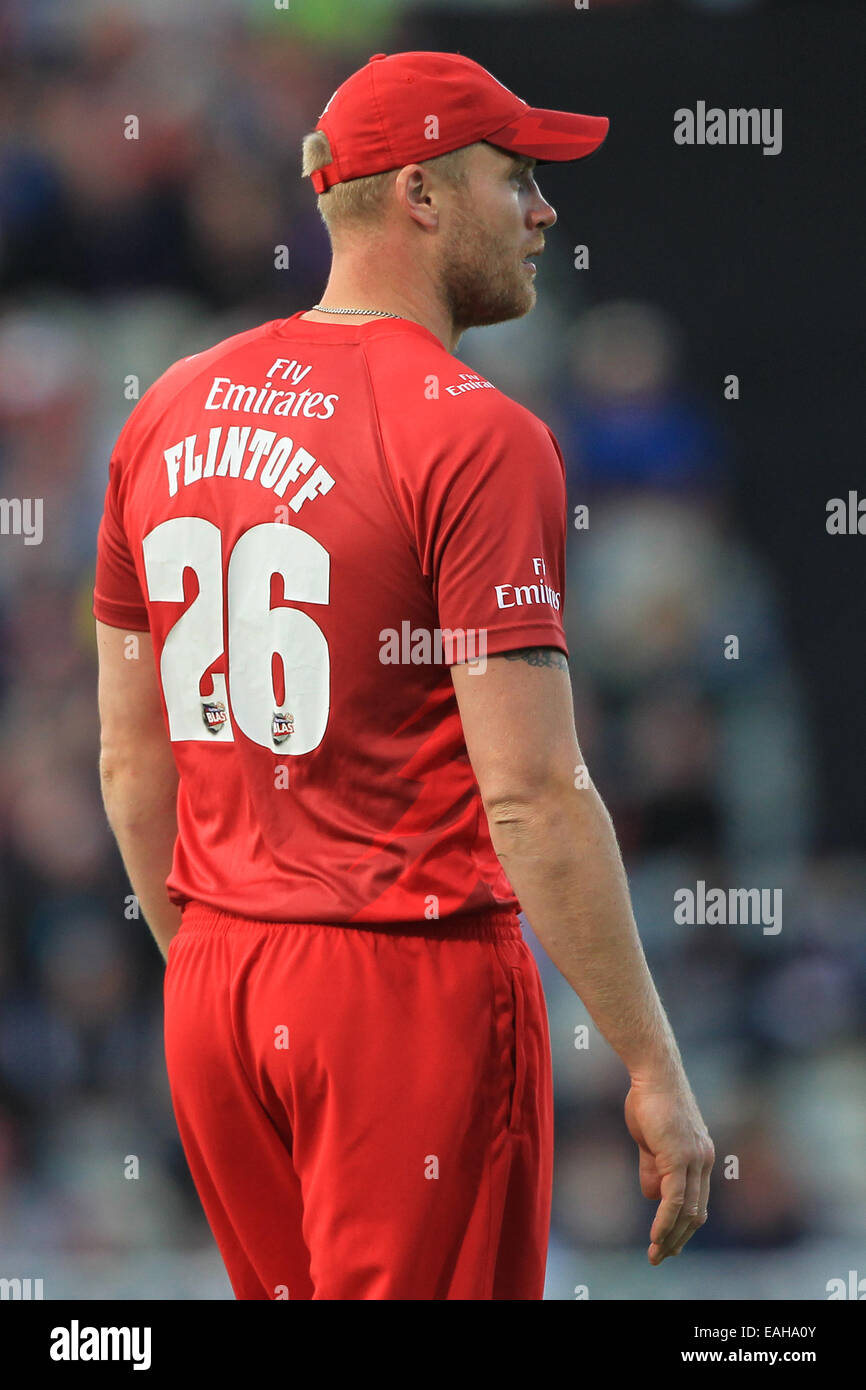 Cricket - Andrew Flintoff Lancashire Blitze im Feld Twenty20 Finaltag bei Edgbaston in 2014 Stockfoto