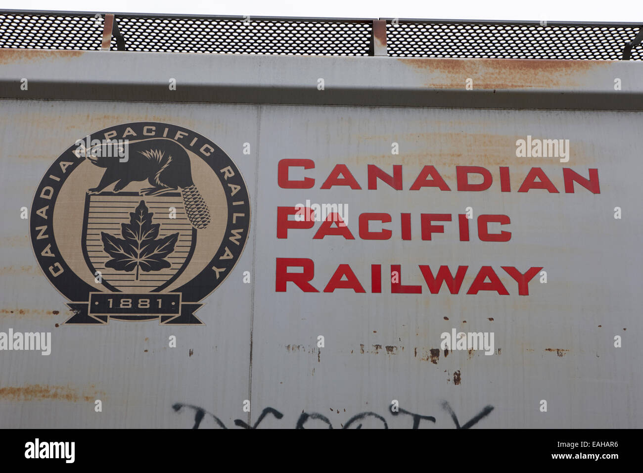 Fracht Getreidekipper auf canadian pacific Railway Saskatchewan Kanada Stockfoto
