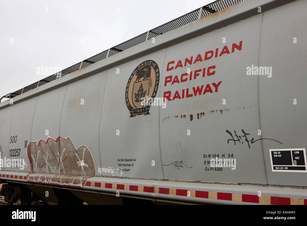 Fracht Getreidekipper auf canadian pacific Railway Saskatchewan Kanada Stockfoto