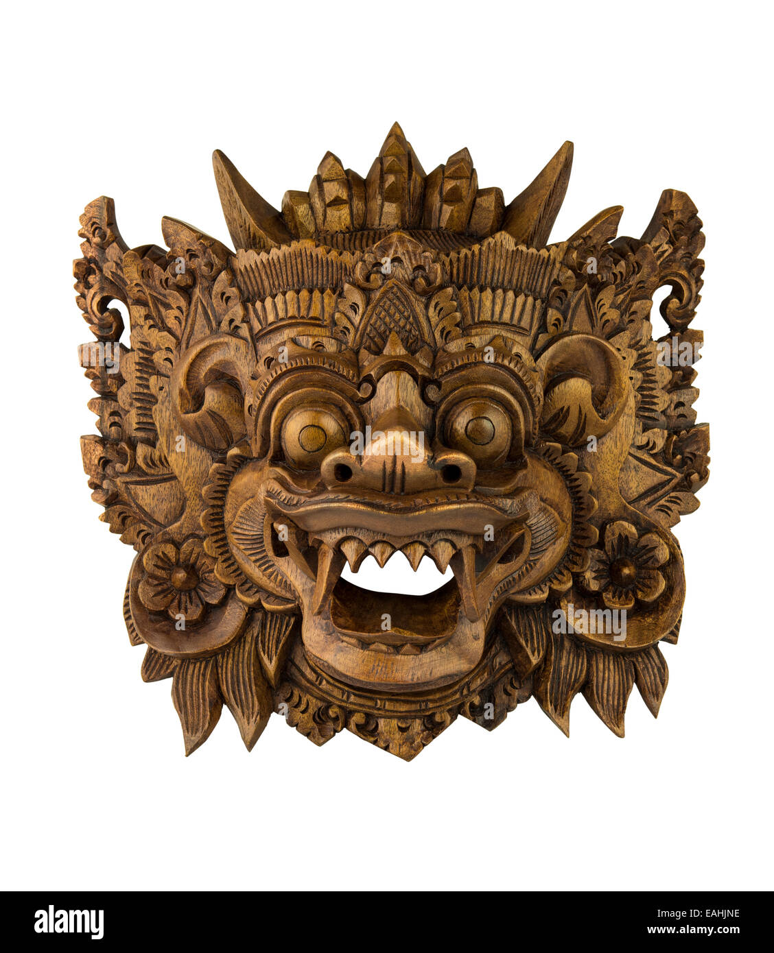 Traditionelle hölzerne Barong-Maske aus Bali, Indonesien, auf weißem  Hintergrund Stockfotografie - Alamy
