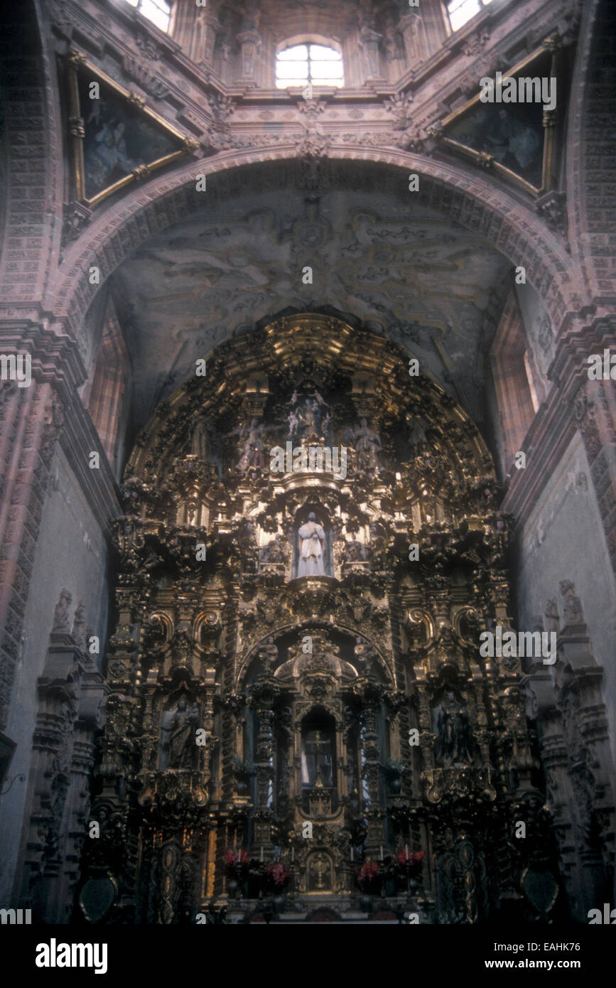 Goldenen Altar aus dem 18. Jahrhundert Iglesia de San Cayetano oder Templo Valenciana in der Nähe der Valenciana Mine, Guanajuato, Mexiko Stockfoto