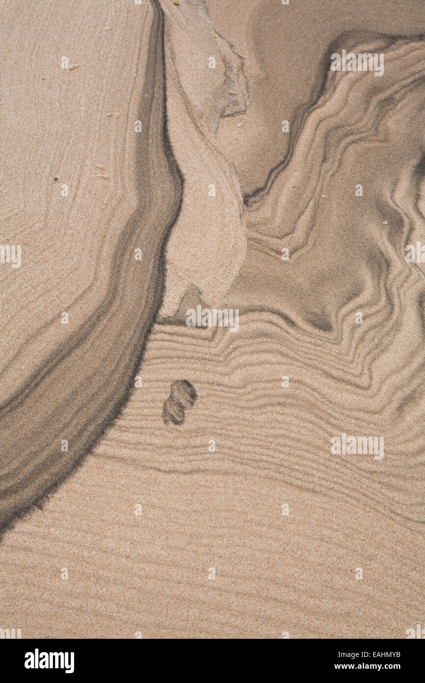 Abstrakte Muster in den Sand. South Padre Island, Texas, USA. Stockfoto