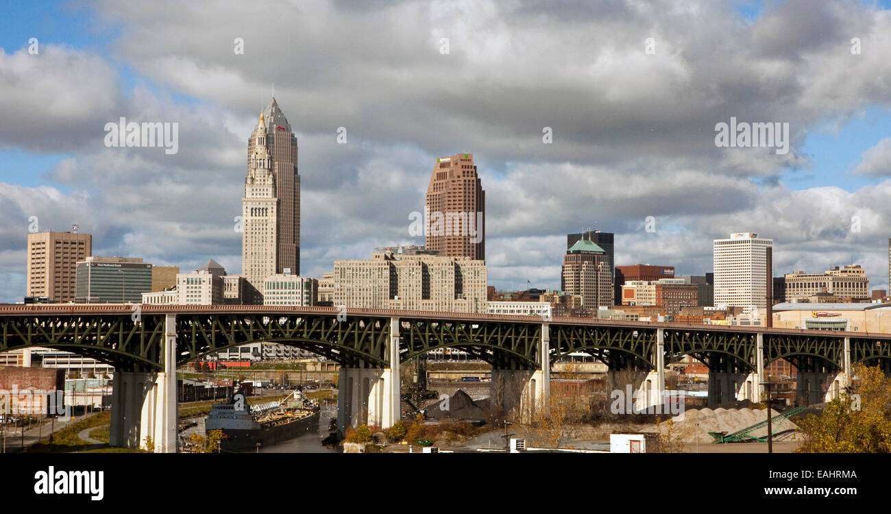 Ein Blick auf die Innenstadt von Cleveland, Ohio Stockfoto