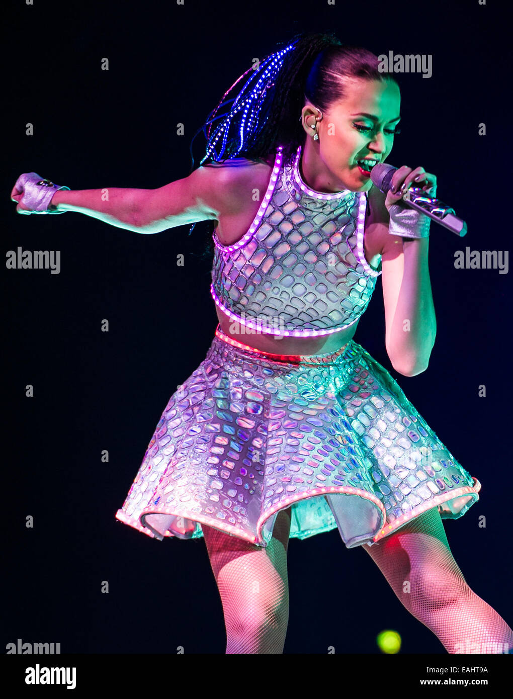 Katy Perry die live auf der Bühne auf ihre "prismatische World Tour" auf dem LG Arena Featuring: Katy Perry Where: Birmingham, Vereinigtes Königreich bei: 13. Mai 2014 Stockfoto