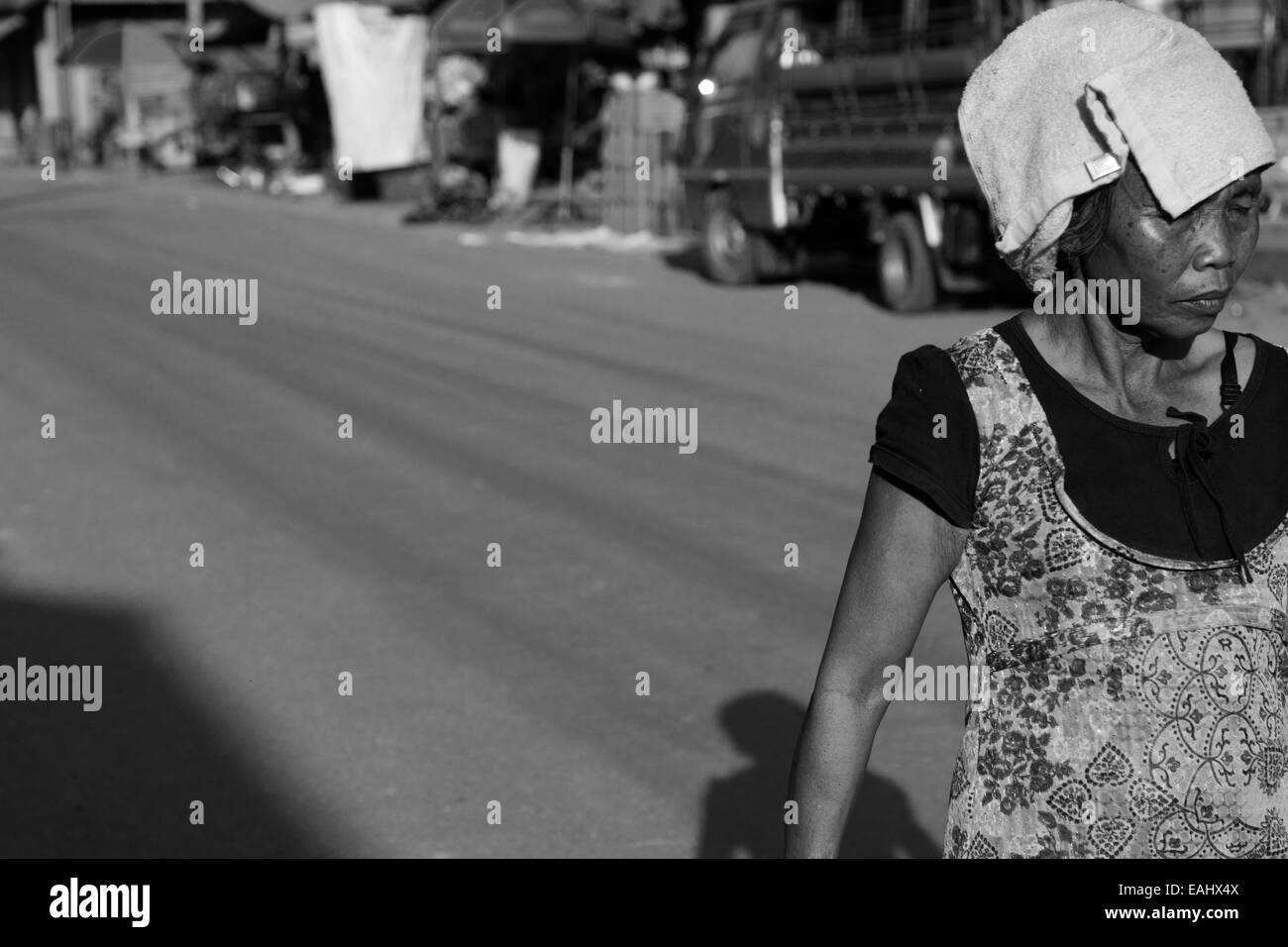 Lao Frau in den Straßen Stockfoto