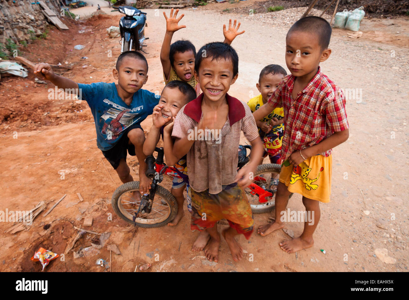 Happy Kids Lao Stockfoto
