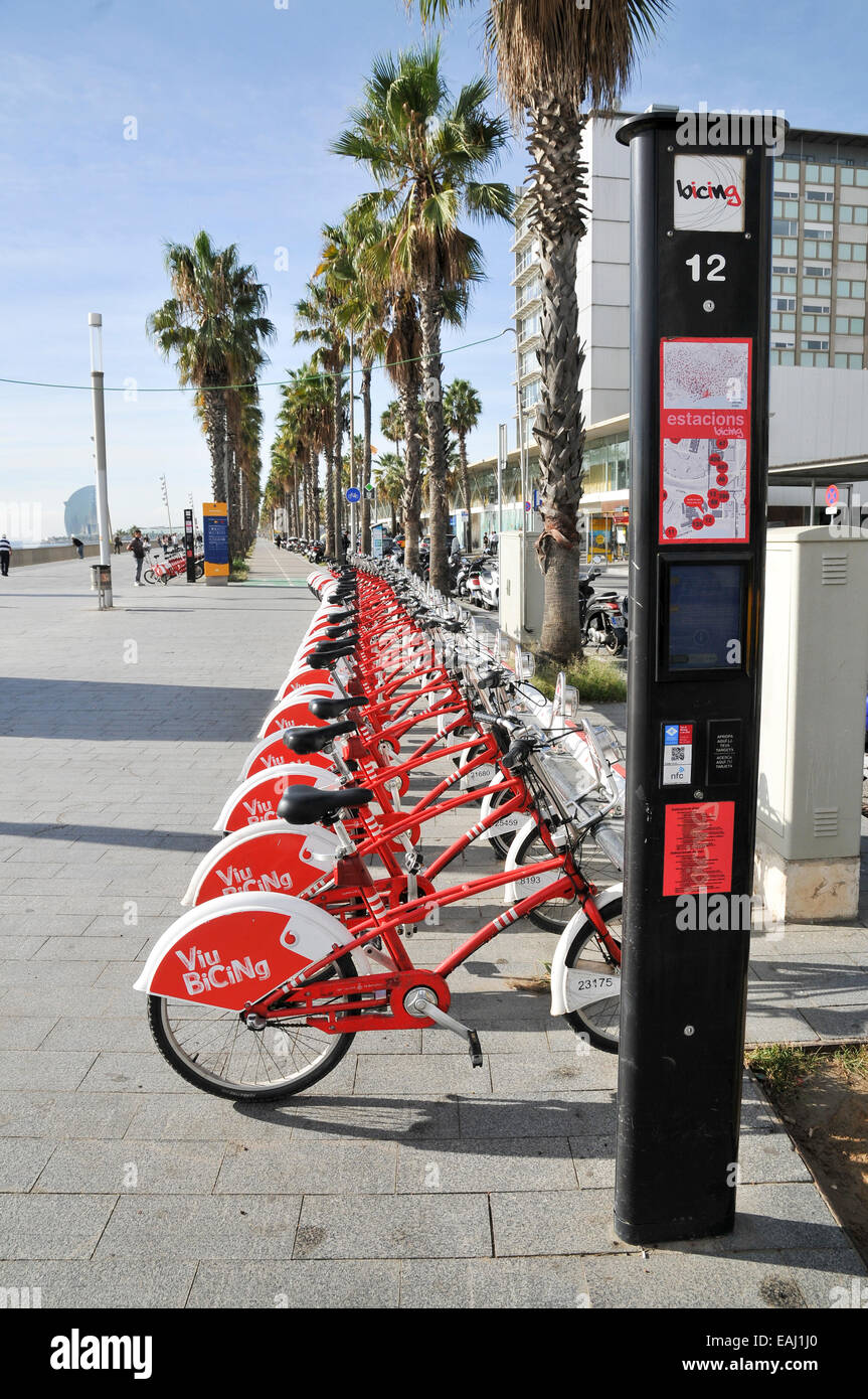 Barcelona, Self-service-Miete eine Bike-Station Stockfoto