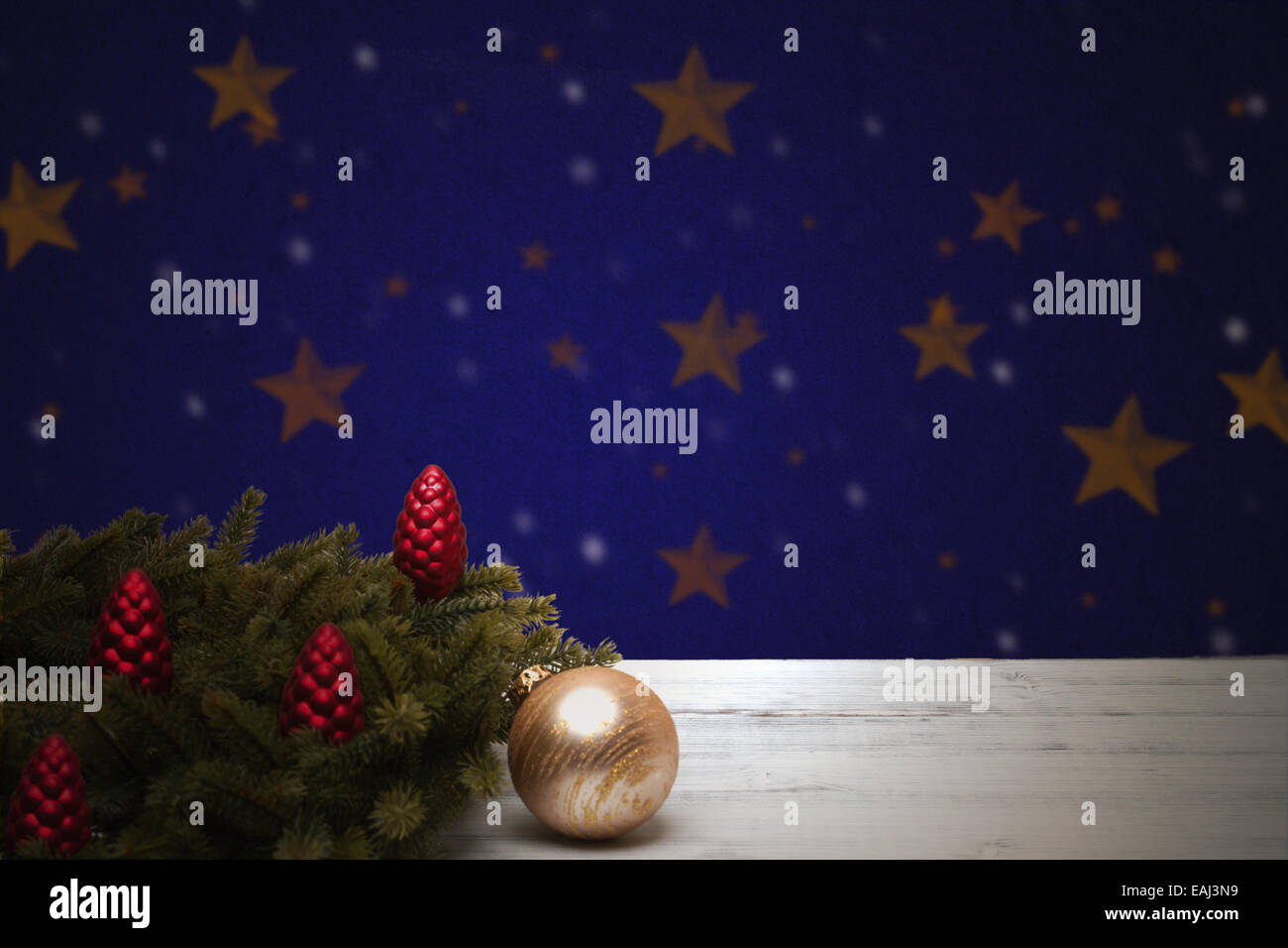 Adventszeit oder Weihnachtskarte mit festlichen Hintergrund und Exemplar Stockfoto