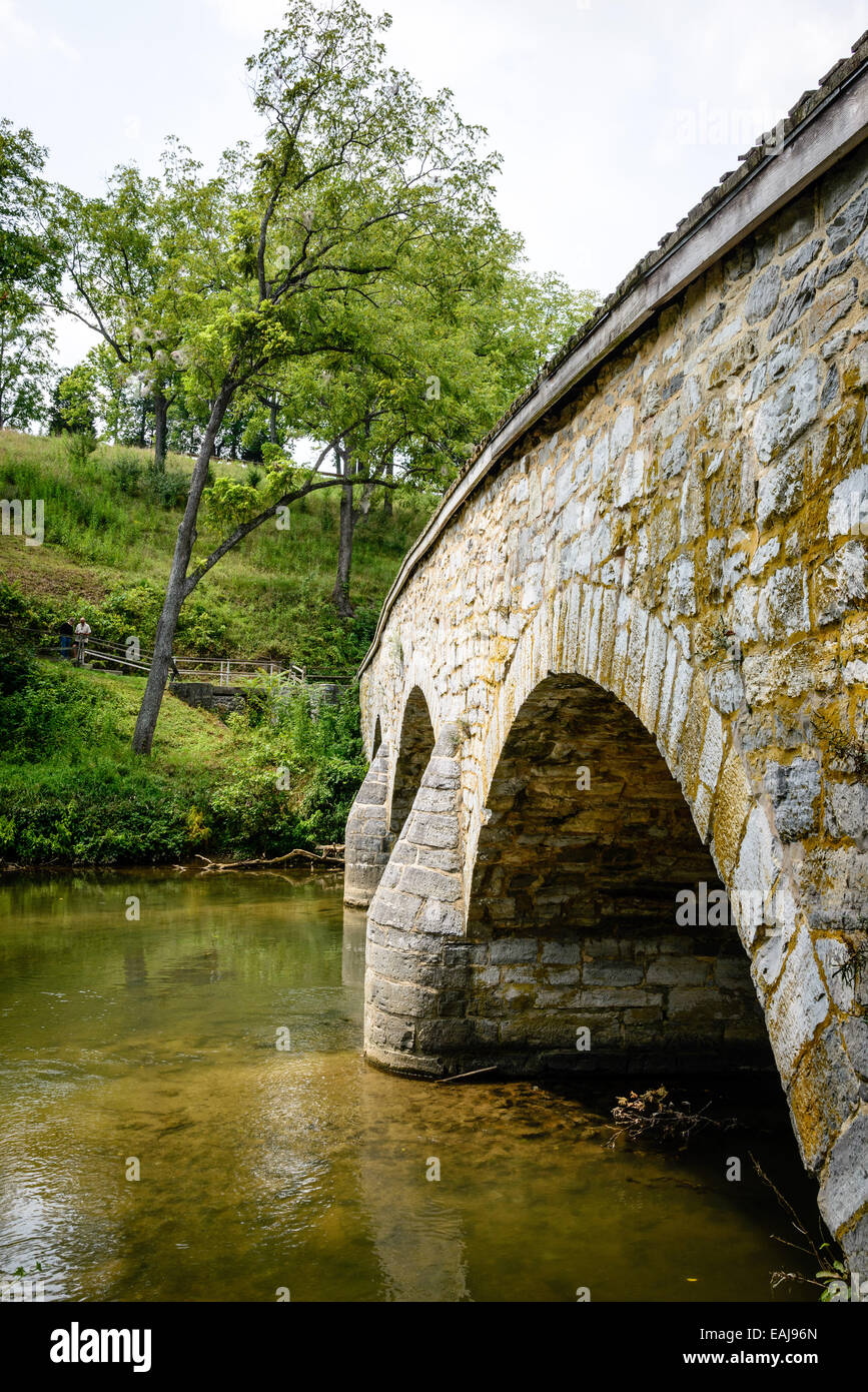 Niedrigere Brücke (Burnside Bridge), Antietam National Battlefield, Sharpsburg, MD Stockfoto