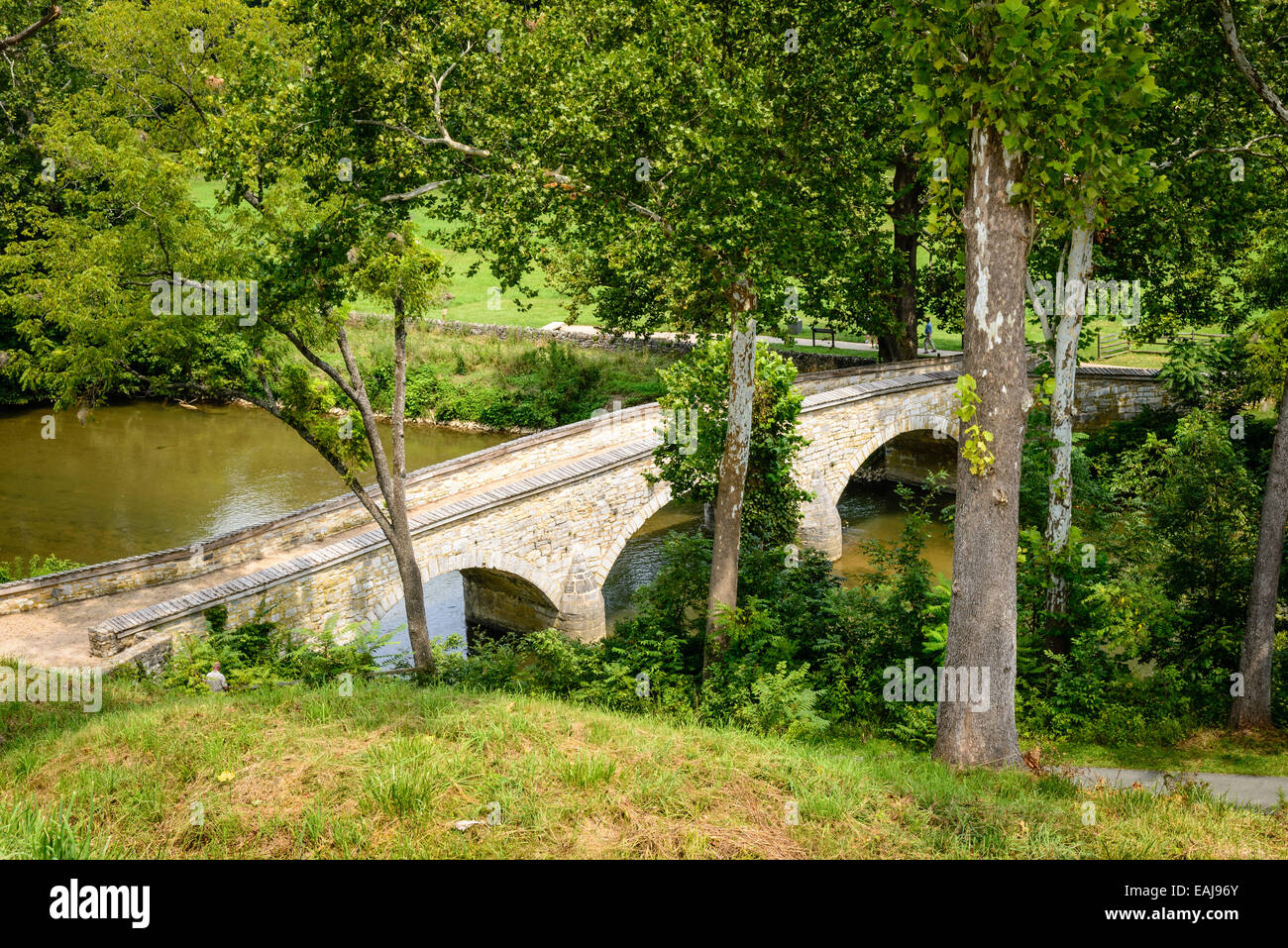 Niedrigere Brücke (Burnside Bridge), Antietam National Battlefield, Sharpsburg, MD Stockfoto