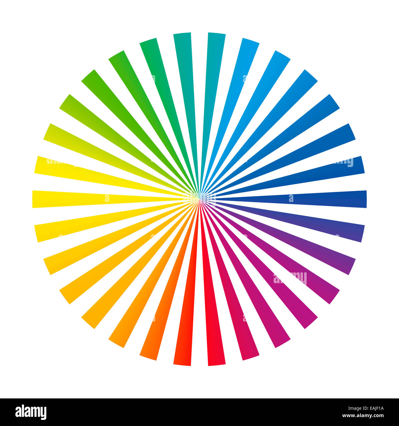 Runde Farbe Farbfächer bestehend aus 30 verschiedenen lebendigen Tinte Streifen. Stockfoto