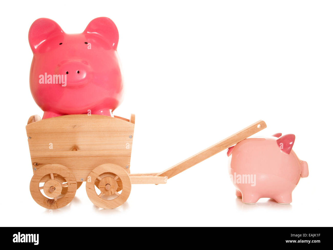 Piggy Bank gezogen in einen Warenkorb-Ausschnitt Stockfoto