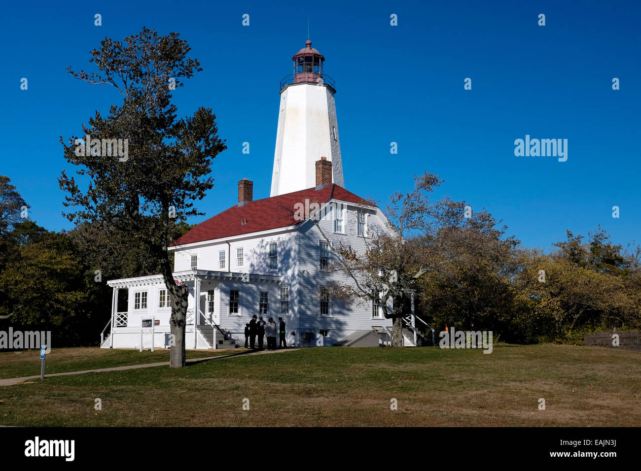 Sandy Hook Lighthose und Hüter des Hauses, Sandy Hook, New Jersey Stockfoto