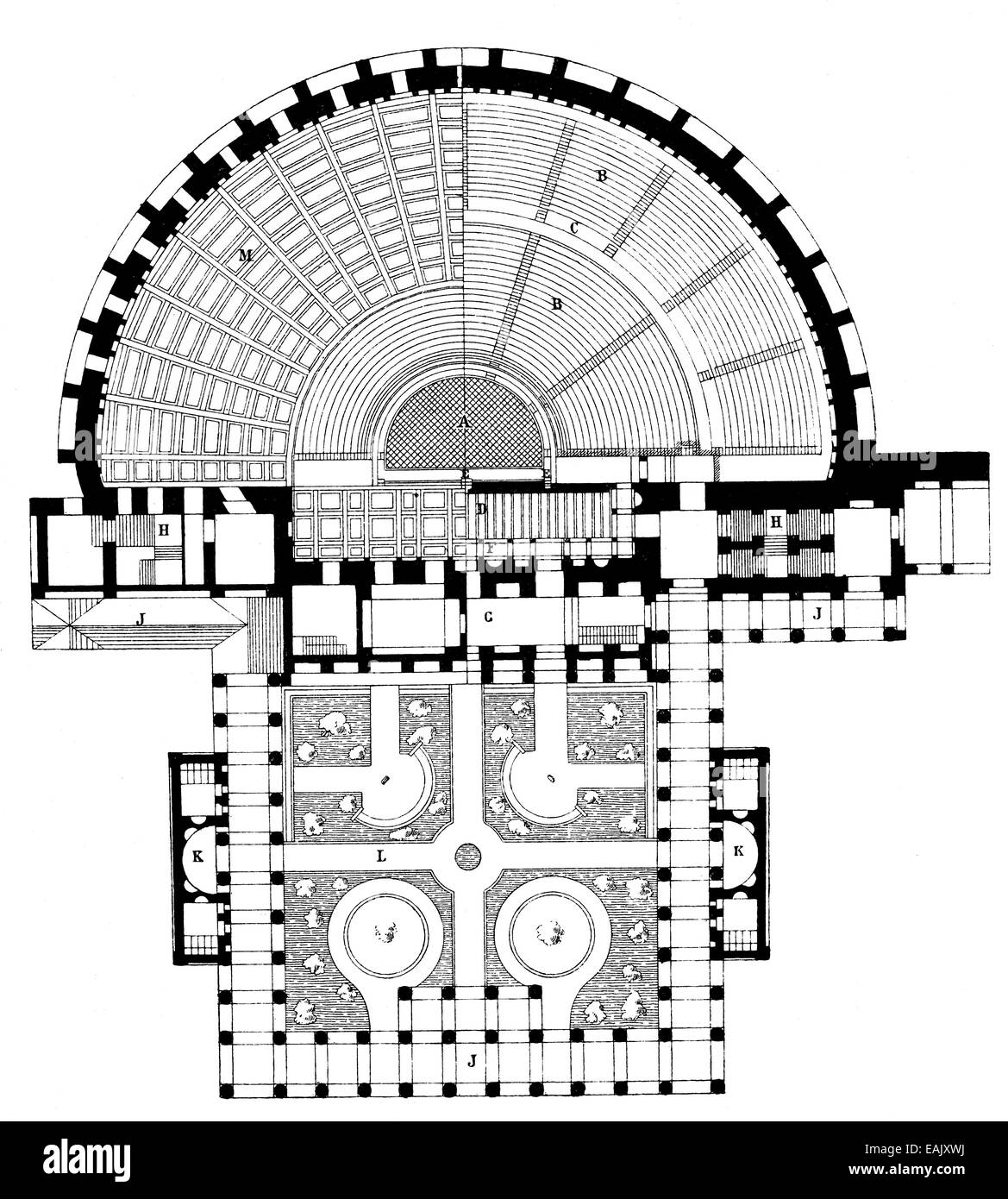 Plan des Odeon des Herodes Atticus, einem antiken Theater in Athen, Griechenland, Europa, der Grundriss Vom Odeion des Herodes Atticu Stockfoto