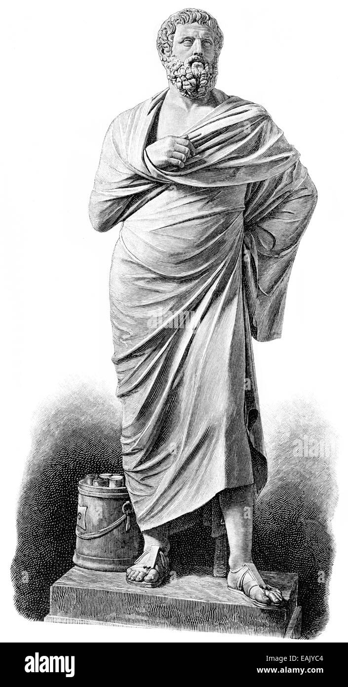 Statue von Sophokles, 497 oder 496 v. Chr.-406 oder 405 v. Chr., klassischer griechischer Dichter, Statue von Sophokles 497/496 v. Chr. - 406/405 V. Stockfoto