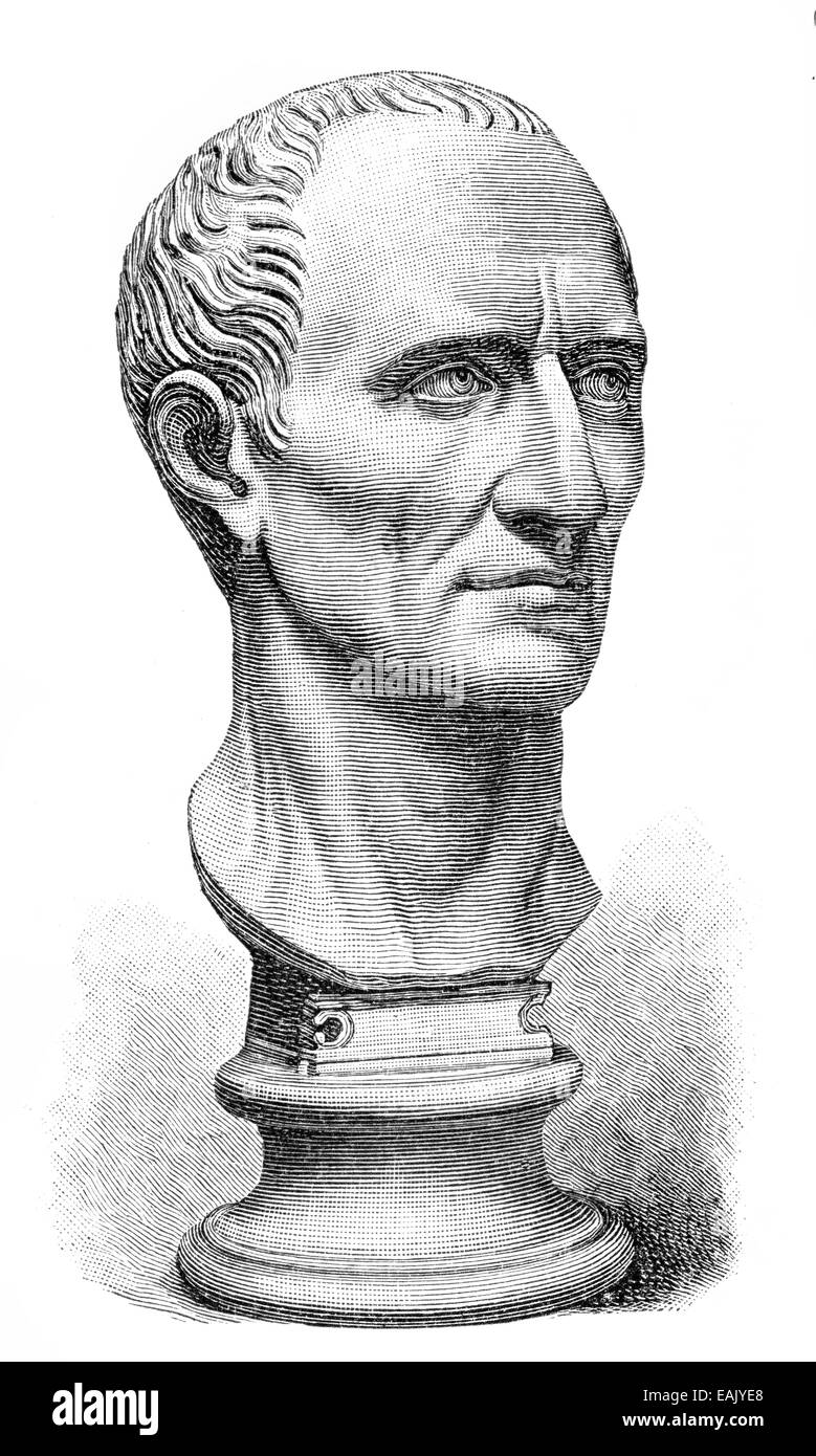 Büste von Gaius Julius Caesar, 100-44 v. Chr., ein römischer Staatsmann, Feldherr und Autor, Büste von Gaius Iulius Cäsar, 100 v Stockfoto