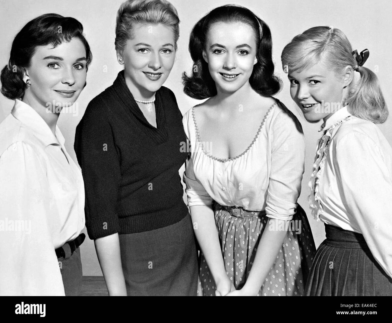 BIS sie Segeln 1957 MGM Film. Von links: Jean Simmons, Joan Fontaine, Piper Laurie, Sandra Dee Stockfoto