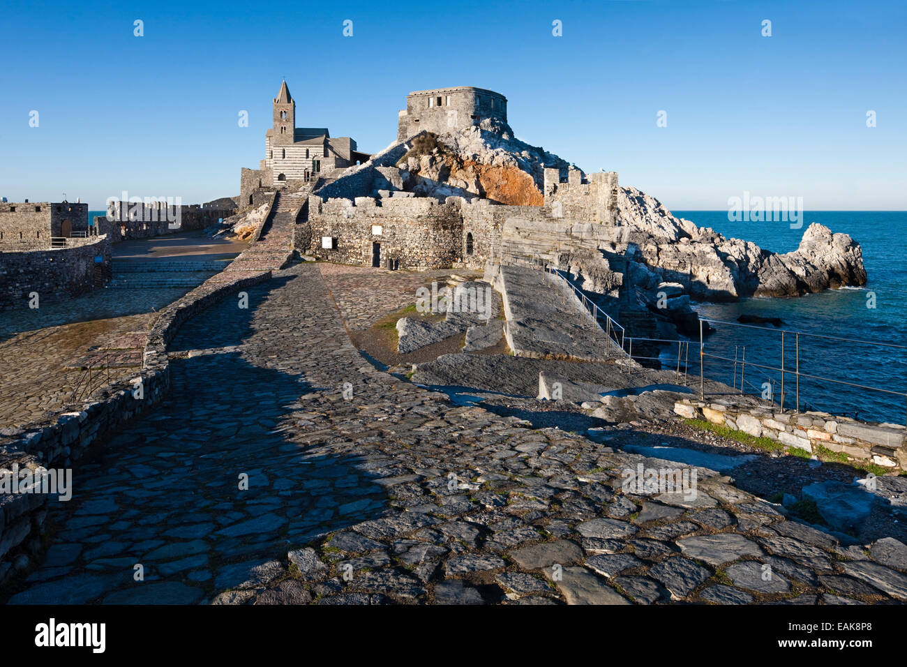 Kirche San Pietro, Portovenere, Cinque Terre, Ligurien, Italien Stockfoto