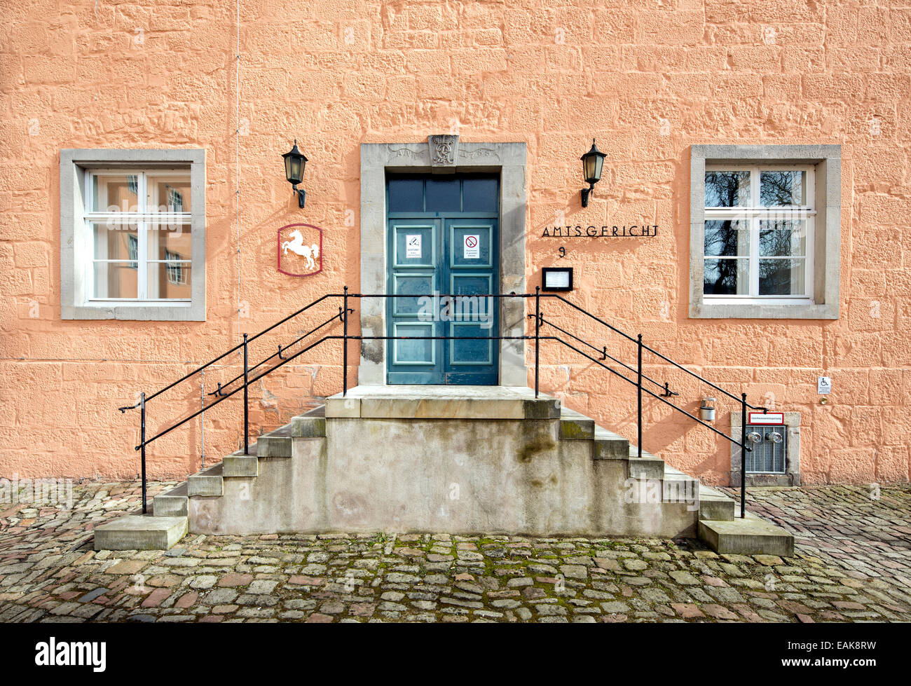 Guelph Burg in der Weser-Renaissance Stil, historische Eingang, Hannoversch Münden, Niedersachsen, Deutschland Stockfoto