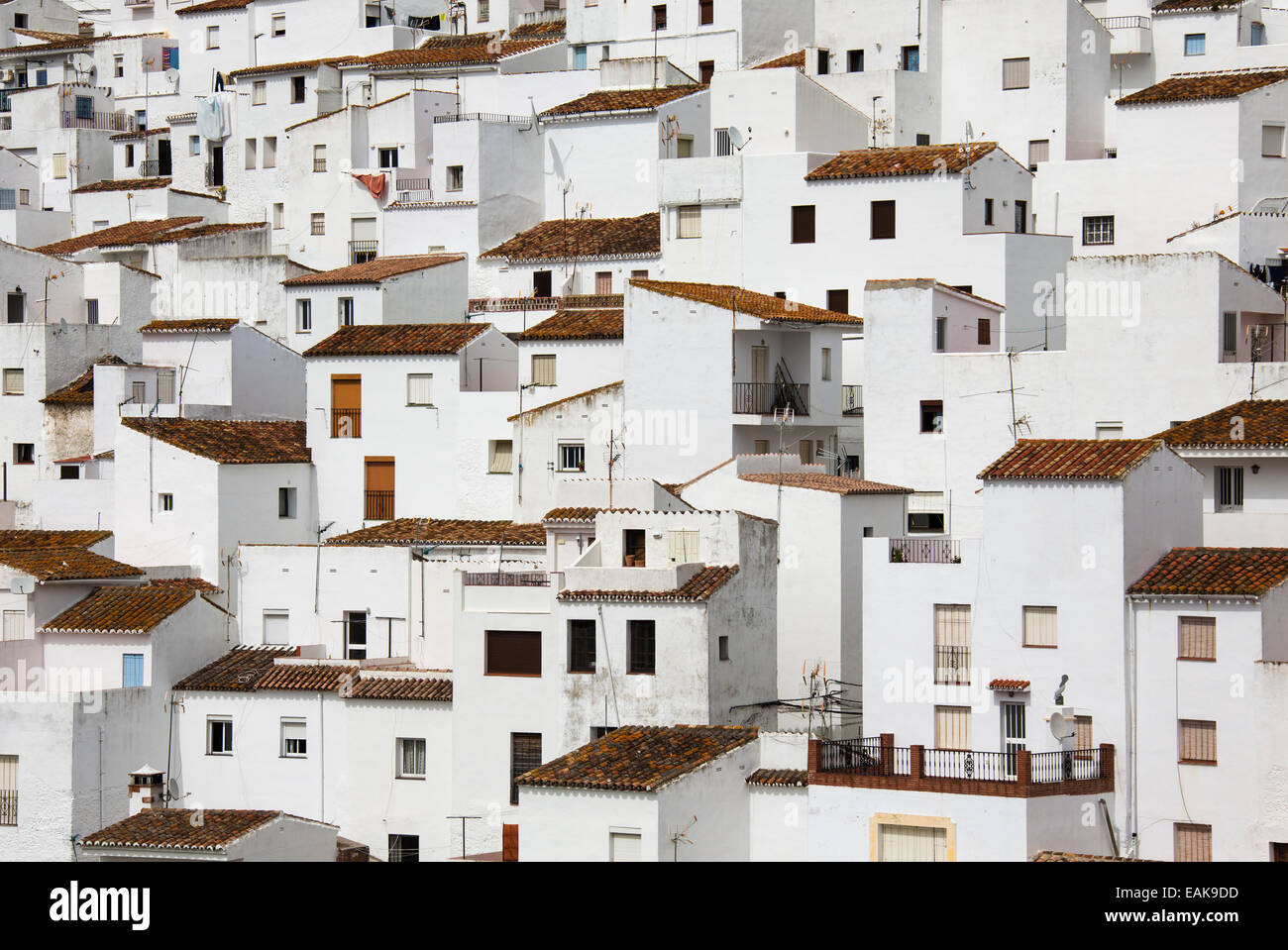 Weiß getünchten Dorf Casares, Casares, Málaga Provinz, Andalusien, Spanien Stockfoto