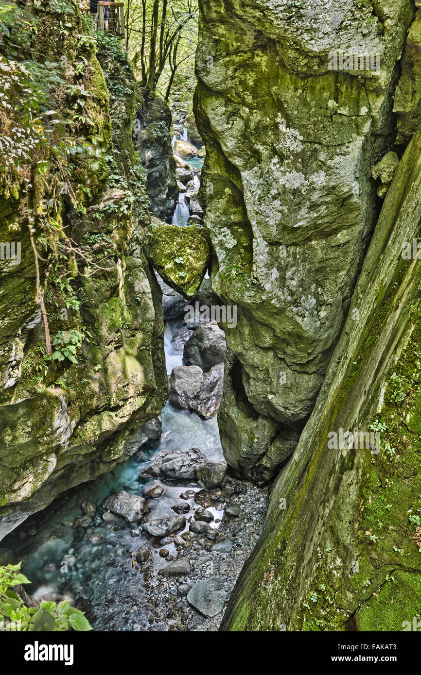 Bärenkopf, Tolminer Schlucht, Smaragd Route, Nationalpark Triglav, Tolmin, Goriška, Slowenien Stockfoto