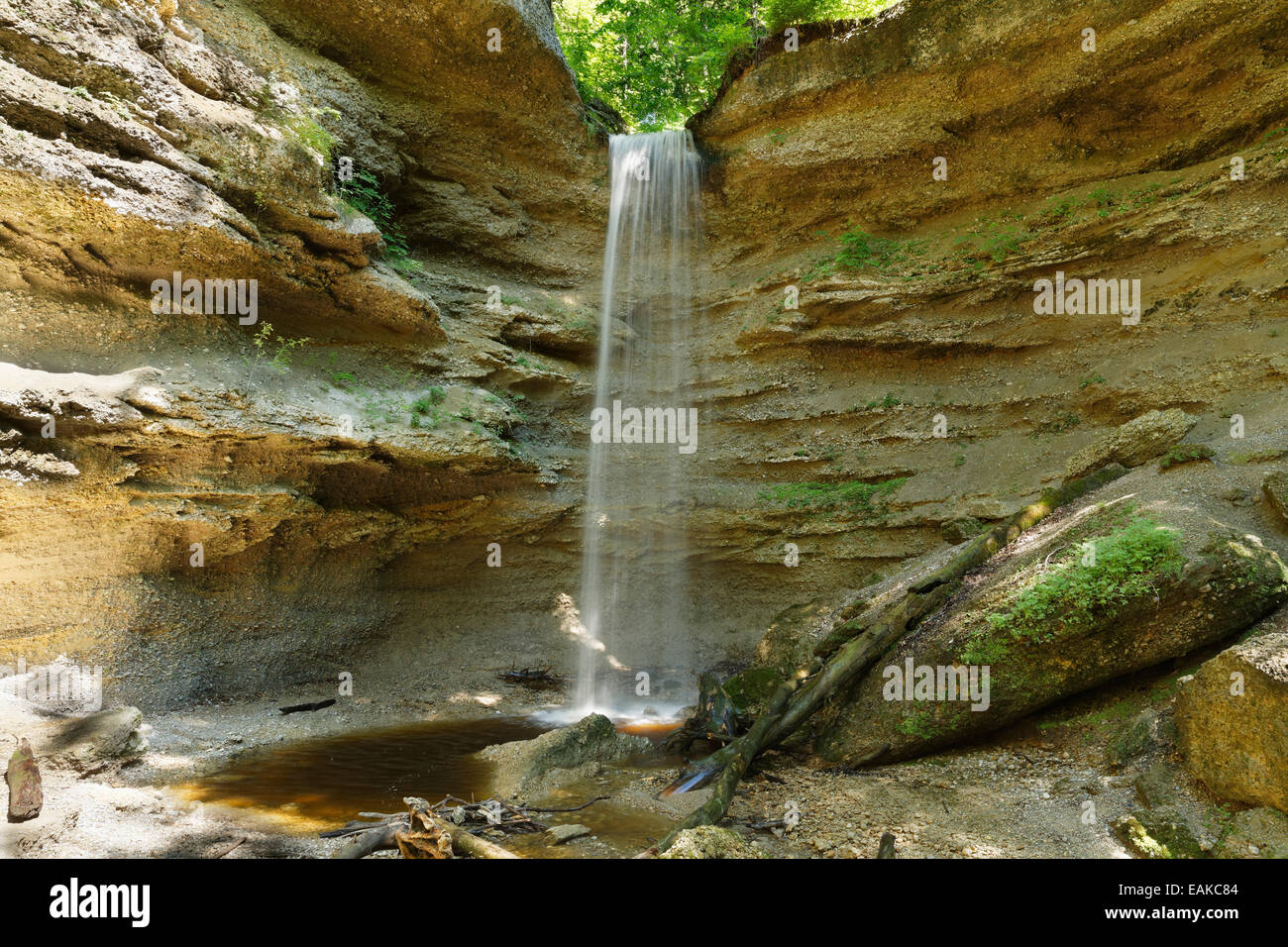 Paehler Schlucht gorge, Wasserfall, Klimabotschaftern, Pfaffenwinkel Region, Upper Bavaria, Bavaria, Germany Stockfoto