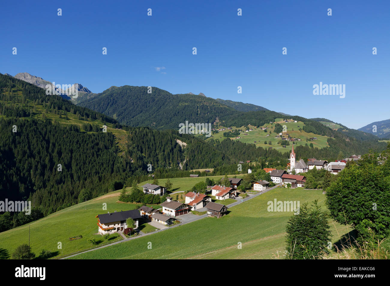 Dorf von Liesing, Liesing, Lesachtal, Bezirk Hermagor, Kärnten, Österreich Stockfoto
