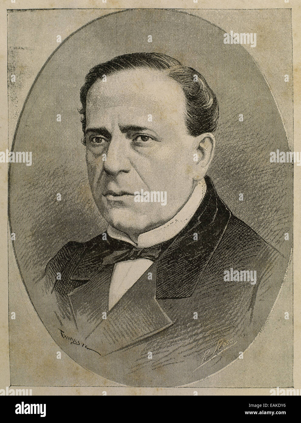 Julian Romea Yanguas (1813-1868). Spanischer Schauspieler und Poet. Engraving.19th Jahrhunderts. Stockfoto