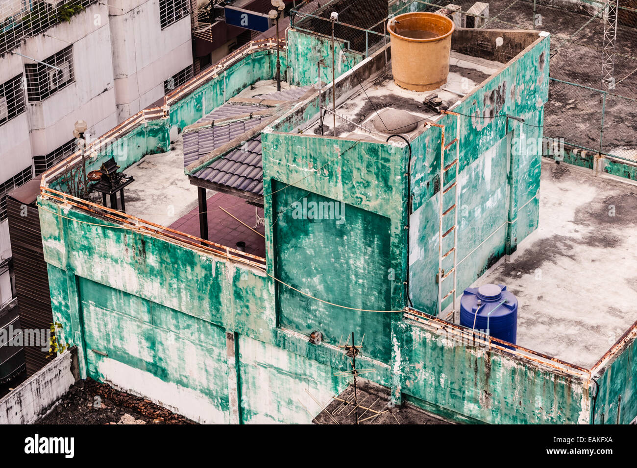 Armen Slums und Heimbereich Fassade in die Stadt Bangkok, Thailand Stockfoto