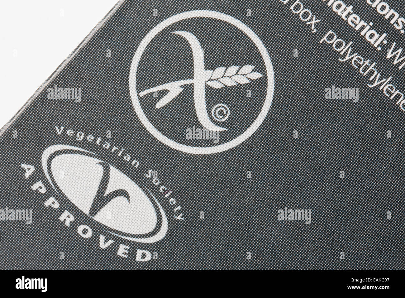 Gluten freie Symbol auf der Seite ein Getreide-Paket. Stockfoto